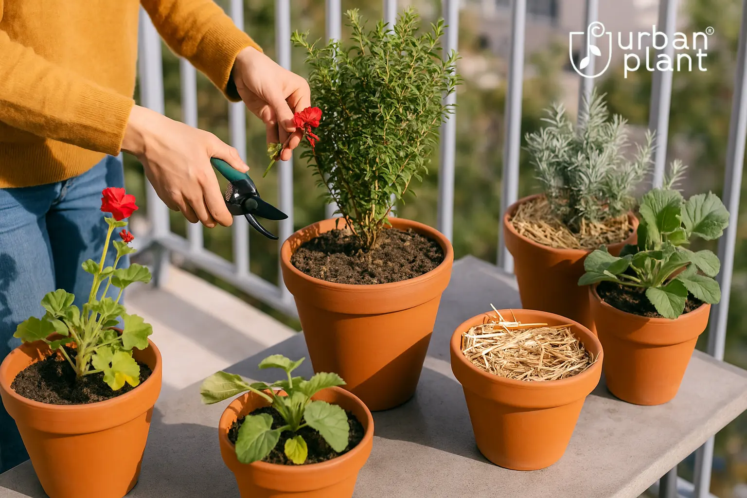 Preparing balcony and terrace plants for cold weather with pruning, mulching, and terracotta pots – Urban Plant